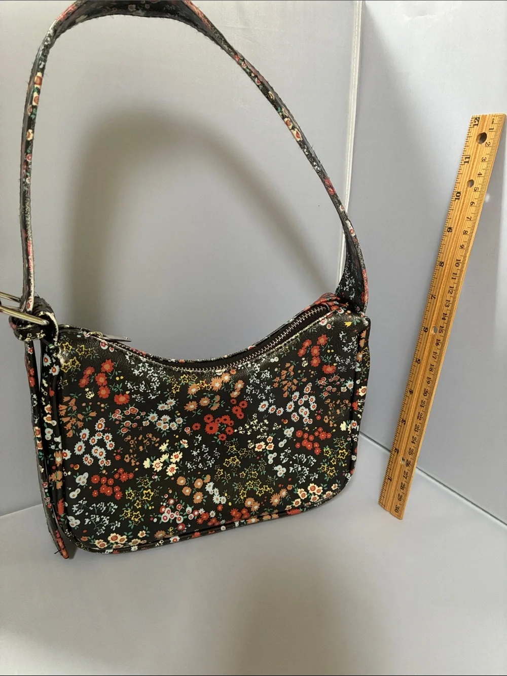 Floral Black Mini Shoulder Bag